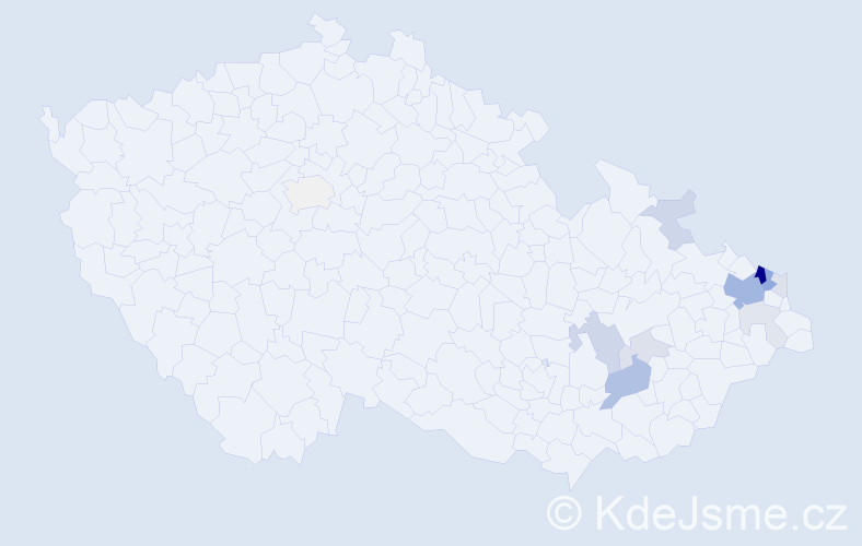 Příjmení: 'Gříbek', počet výskytů 34 v celé ČR