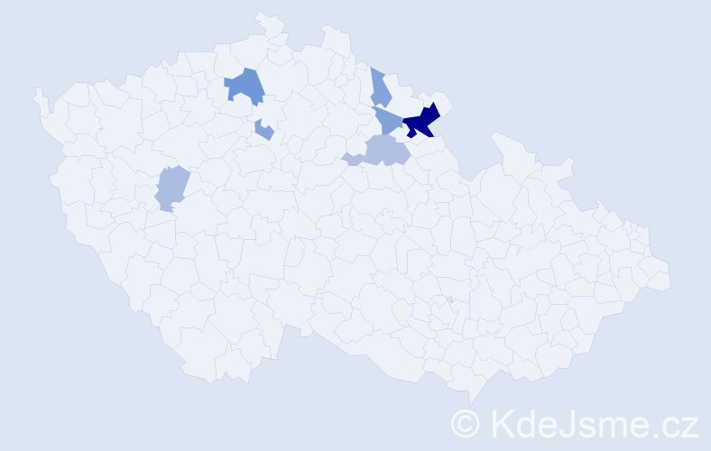 Příjmení: 'Piši', počet výskytů 18 v celé ČR