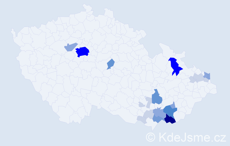 Příjmení: 'Škodáková', počet výskytů 71 v celé ČR