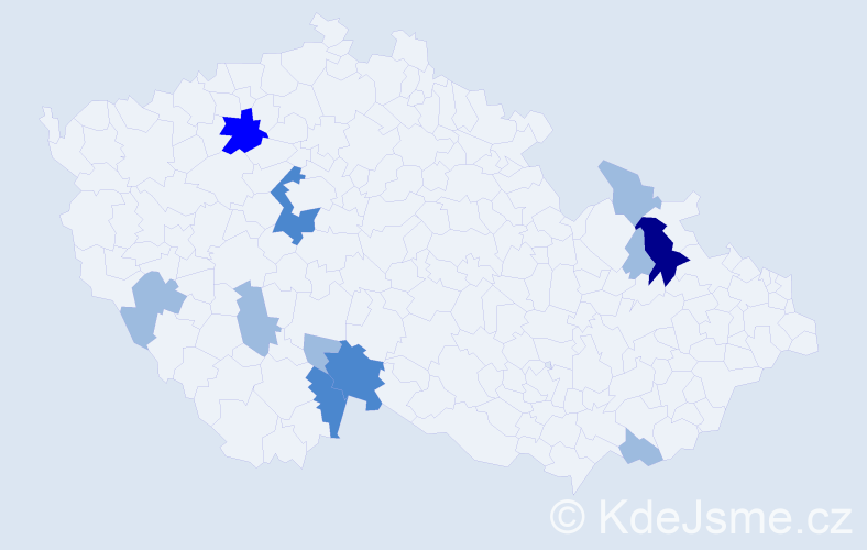 Příjmení: 'Kutlak', počet výskytů 19 v celé ČR