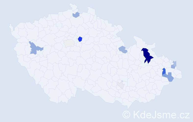 Příjmení: 'Kojda', počet výskytů 29 v celé ČR