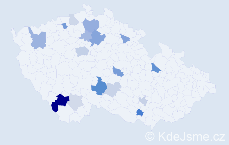 Příjmení: 'Cabajová', počet výskytů 37 v celé ČR