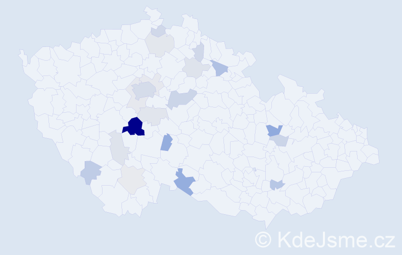 Příjmení: 'Bezkočka', počet výskytů 55 v celé ČR