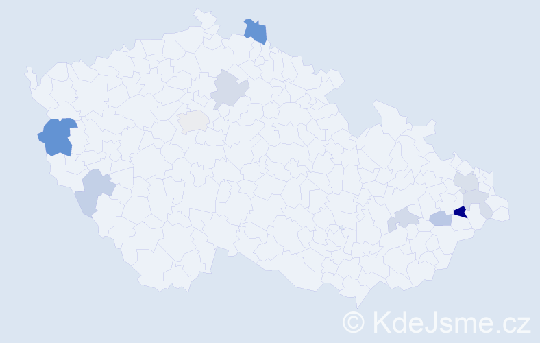 Příjmení: 'Dravecký', počet výskytů 18 v celé ČR
