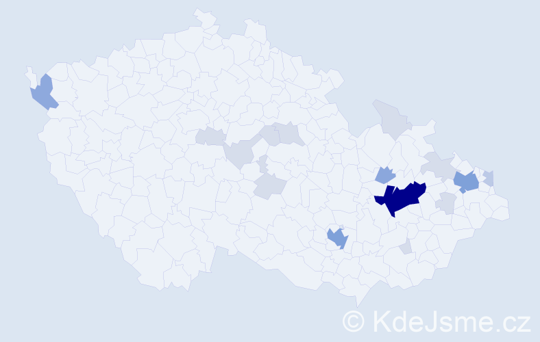 Příjmení: 'Zemčák', počet výskytů 47 v celé ČR