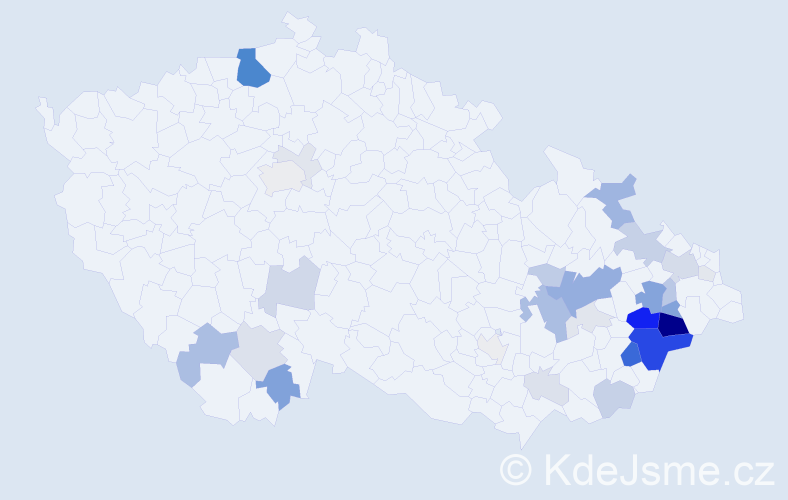 Příjmení: 'Pečivová', počet výskytů 124 v celé ČR