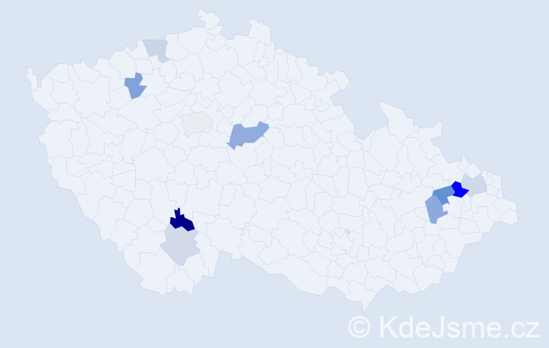 Příjmení: 'Sudoměřická', počet výskytů 15 v celé ČR