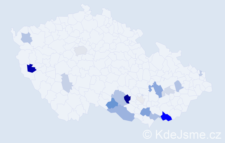 Příjmení: 'Kucharič', počet výskytů 40 v celé ČR