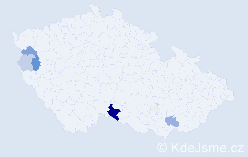Příjmení: 'Kepeňová', počet výskytů 15 v celé ČR