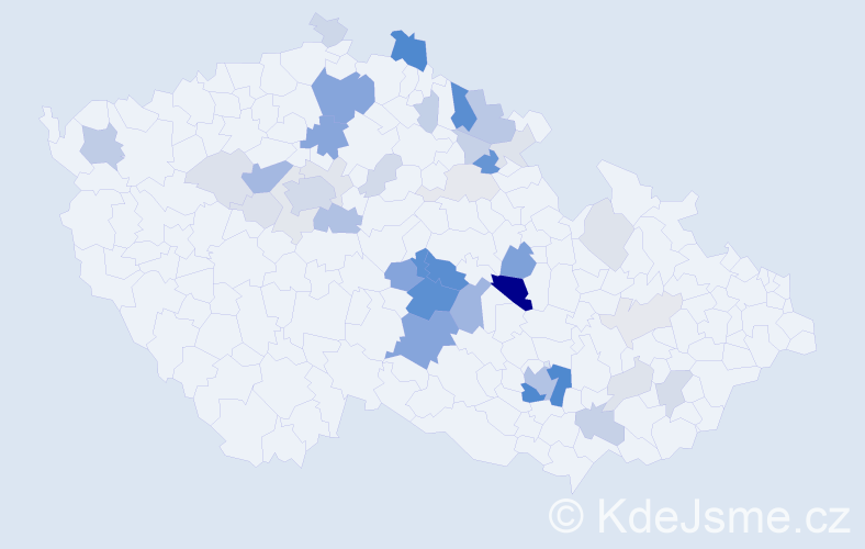 Příjmení: 'Paulíček', počet výskytů 134 v celé ČR