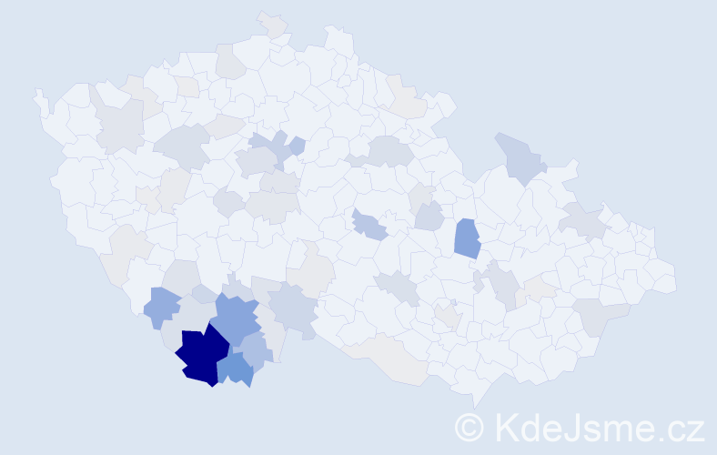 Příjmení: 'Štindlová', počet výskytů 216 v celé ČR