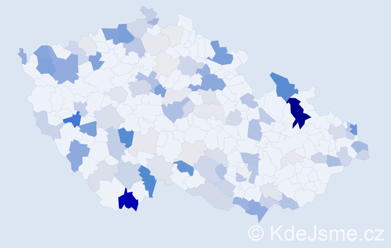 Příjmení: 'Rybár', počet výskytů 326 v celé ČR