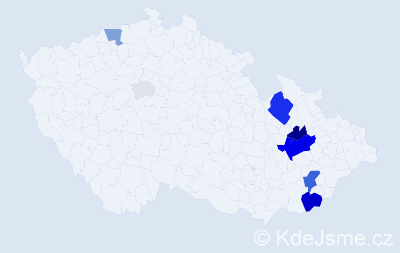 Příjmení: 'Postupková', počet výskytů 13 v celé ČR