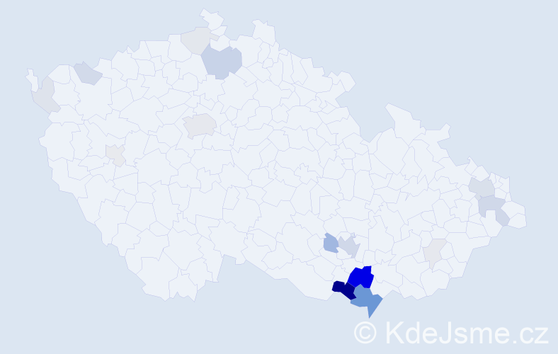 Příjmení: 'Kadrnka', počet výskytů 69 v celé ČR