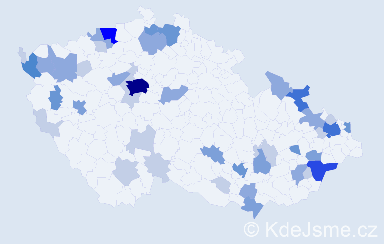 Příjmení: 'Krajčíková', počet výskytů 118 v celé ČR