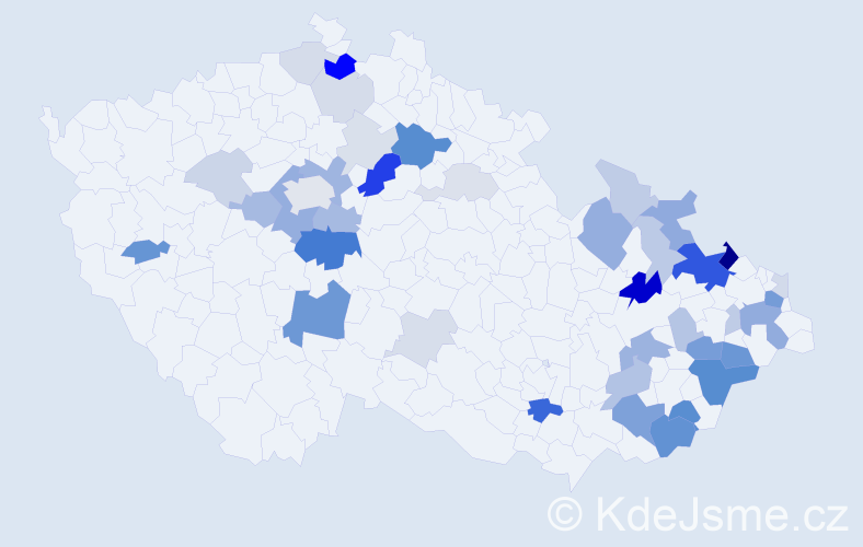 Příjmení: 'Kubela', počet výskytů 129 v celé ČR