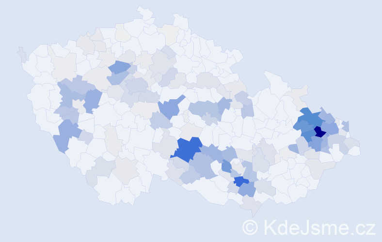 Příjmení: 'Bőhmová', počet výskytů 591 v celé ČR