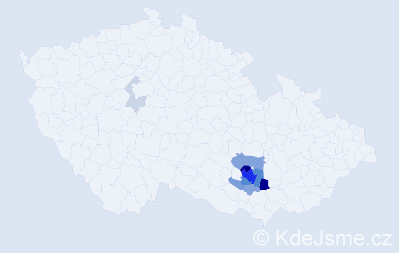 Příjmení: 'Kotol', počet výskytů 39 v celé ČR