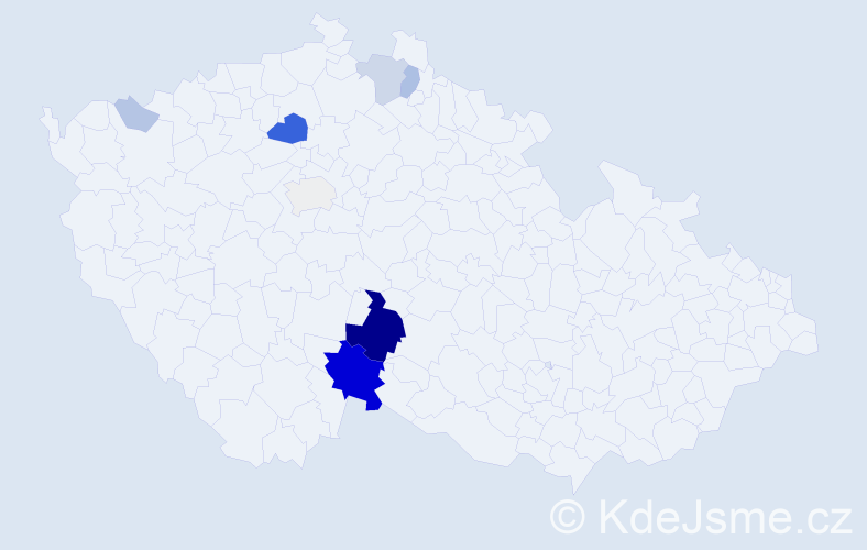 Příjmení: 'Ouhelová', počet výskytů 34 v celé ČR