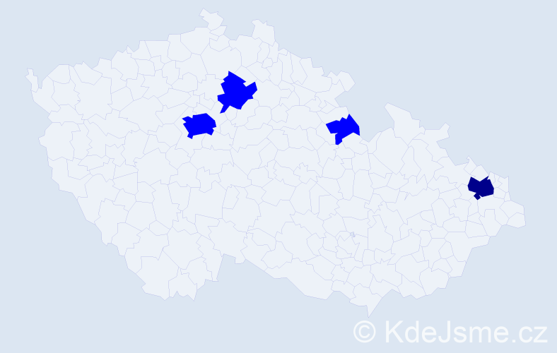 Příjmení: 'Vaseková', počet výskytů 5 v celé ČR