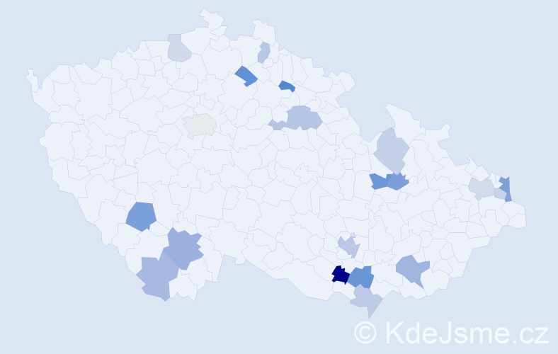 Příjmení: 'Huszár', počet výskytů 35 v celé ČR