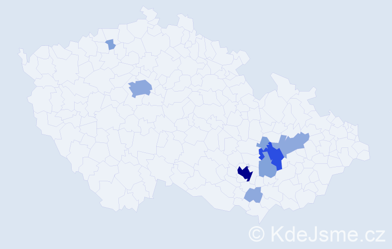 Příjmení: 'Korkeš', počet výskytů 22 v celé ČR