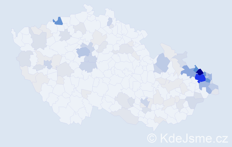 Příjmení: 'Kocur', počet výskytů 391 v celé ČR