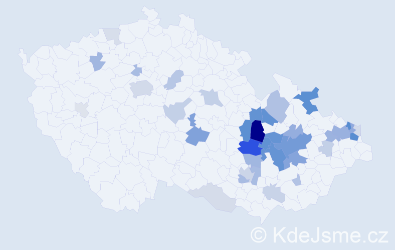 Příjmení: 'Dospiva', počet výskytů 105 v celé ČR