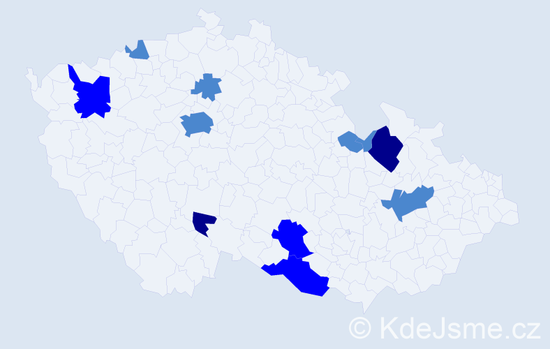 Příjmení: 'Kleeová', počet výskytů 18 v celé ČR