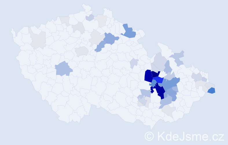 Příjmení: 'Vymlátilová', počet výskytů 162 v celé ČR