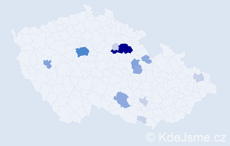 Příjmení: 'Mencák', počet výskytů 34 v celé ČR