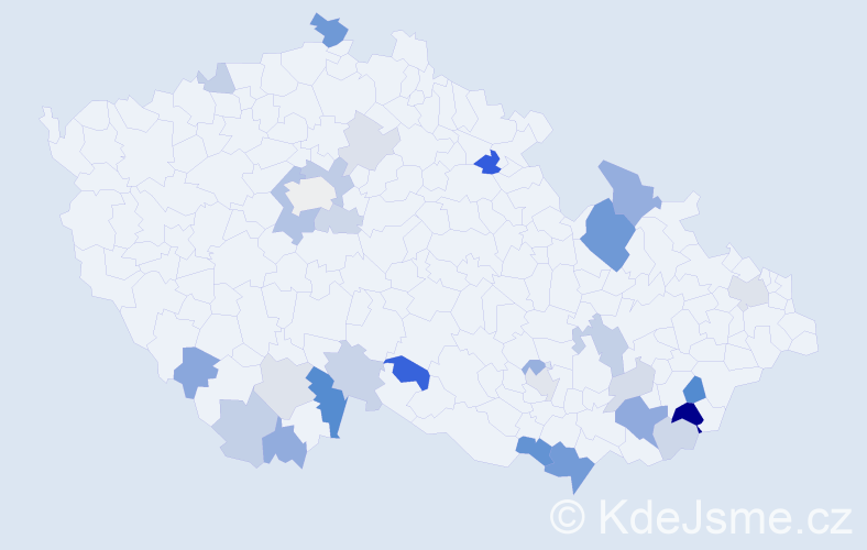 Příjmení: 'Merčák', počet výskytů 60 v celé ČR