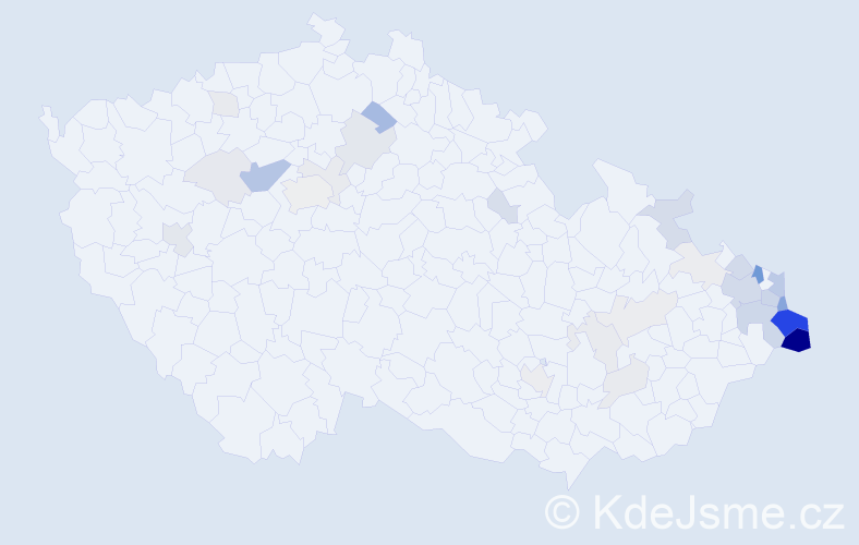 Příjmení: 'Kubik', počet výskytů 120 v celé ČR