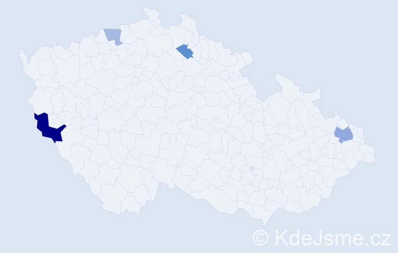 Příjmení: 'Dujčák', počet výskytů 8 v celé ČR