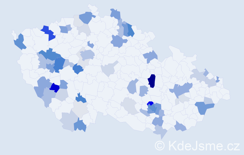 Příjmení: 'Kilian', počet výskytů 195 v celé ČR