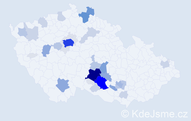 Příjmení: 'Partl', počet výskytů 148 v celé ČR