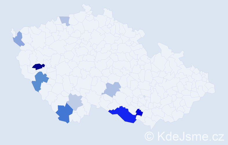 Příjmení: 'Krammerová', počet výskytů 16 v celé ČR