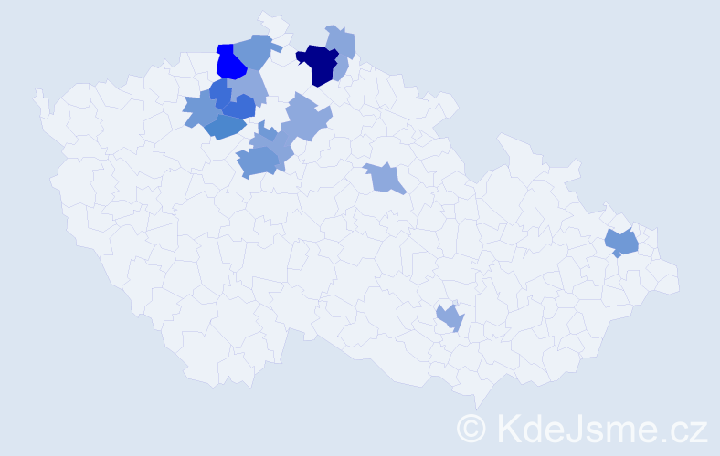 Příjmení: 'Štrymplová', počet výskytů 54 v celé ČR