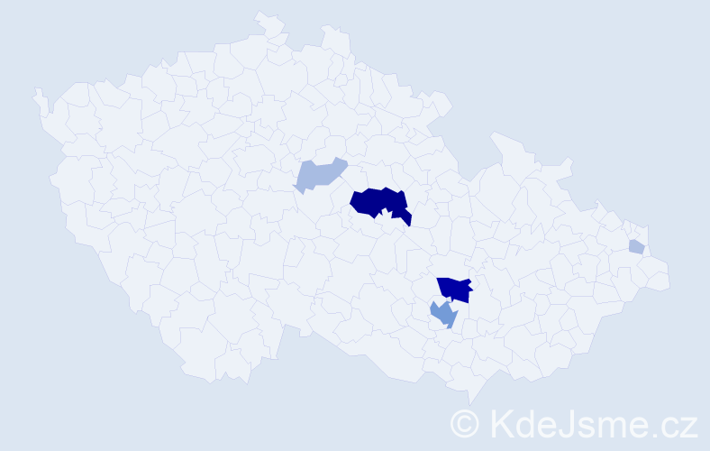Příjmení: 'Tererová', počet výskytů 21 v celé ČR