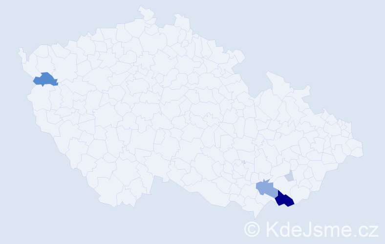 Příjmení: 'Dobešek', počet výskytů 23 v celé ČR