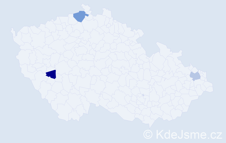 Příjmení: 'Kucera', počet výskytů 5 v celé ČR