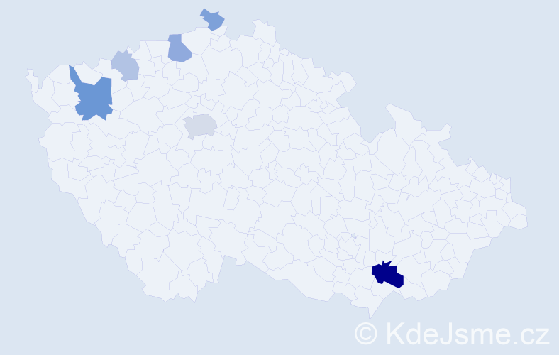 Příjmení: 'Gaspar', počet výskytů 17 v celé ČR