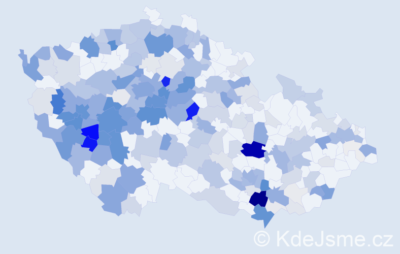 Příjmení: 'Zoubek', počet výskytů 957 v celé ČR