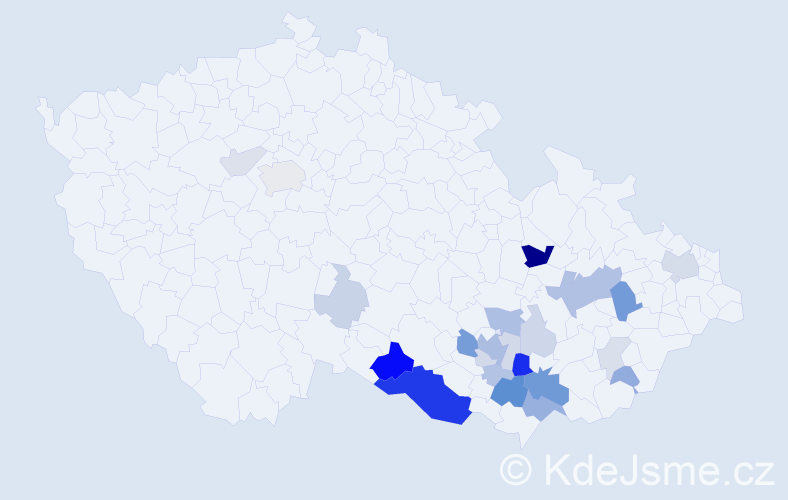 Příjmení: 'Vytopilová', počet výskytů 73 v celé ČR