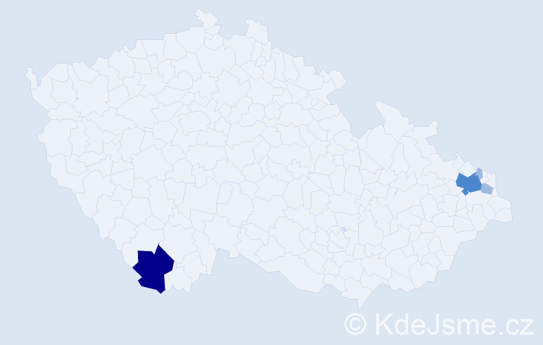 Příjmení: 'Vesperová', počet výskytů 8 v celé ČR
