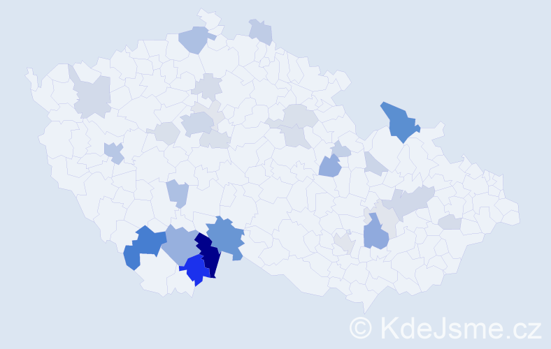 Příjmení: 'Vondrka', počet výskytů 101 v celé ČR