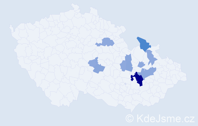 Příjmení: 'Hacurová', počet výskytů 25 v celé ČR