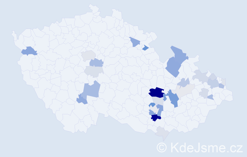 Příjmení: 'Vichtová', počet výskytů 101 v celé ČR