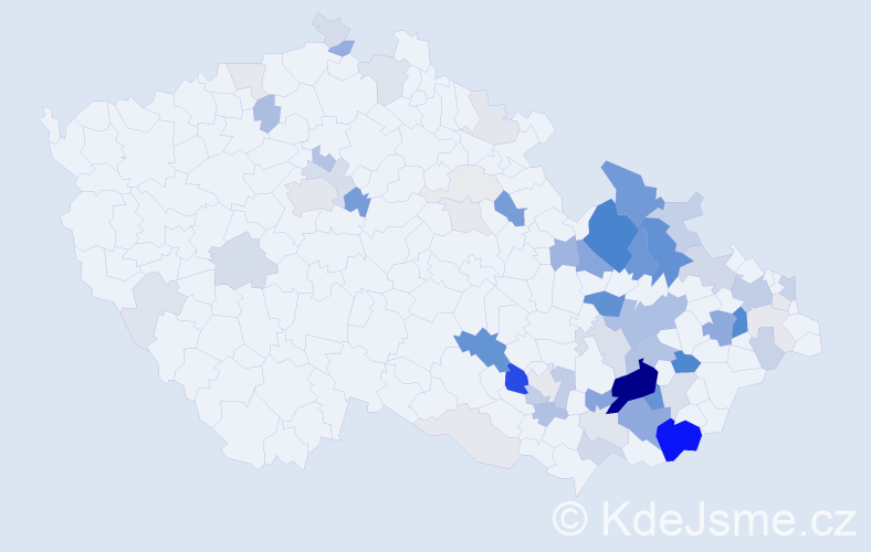 Příjmení: 'Kunčar', počet výskytů 238 v celé ČR