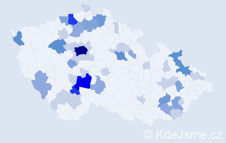 Příjmení: 'Hodná', počet výskytů 124 v celé ČR